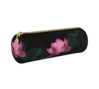 KLMELLMDE Trousse ronde en cuir avec fermeture éclair Motif fleur de lotus pour écolier, blanc, Taille unique, Sac à dos décontracté