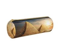 KLMELLMDE Trousse ronde en cuir avec fermeture éclair pyramide égyptienne dans le désert pour écoliers, trousse à crayons artistique, trousse de bureau, blanc, Taille unique, Sac à dos décontracté