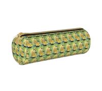 KLMELLMDE Trousse ronde zippée en cuir jaune rose pour écolier, trousse à crayons artistique, trousse de bureau, blanc, Taille unique, Sac à dos décontracté