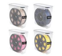 Klmnop Lot de 4 boîtes de rangement portables pour filaments d'impression 3D avec étiquettes et stylo, étanche et étanche à la poussière pour le rangement et l'organisation (20,5 x 20,5 x 9,4 cm)