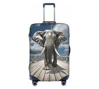 KLNBV Housse de protection pour valise, motif éléphant sur un pont, convient pour quatre tailles de valises, blanc, X-Large