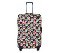 KLNBV Housse de protection pour valise, motif tête de mort, fleurs colorées, convient pour quatre tailles de valises, blanc, Large
