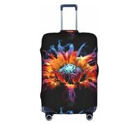 KLNBV Housse de protection pour valise, motif tête de mort, fleurs colorées, convient pour quatre tailles de valises, blanc, Medium