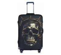 KLNBV Housse de protection pour valise, motif tête de mort rétro, convient pour quatre tailles de valises, blanc, Medium
