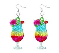 Klobige Ohrringe Bunte Frühling/Sommer Tanzparty Ohrringe Bier Festival Rotwein Cocktail Ohrringe Blaue Ohrringe Damen (B, 7cm)