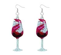 Klobige Ohrringe Bunte Frühling/Sommer Tanzparty Ohrringe Bier Festival Rotwein Cocktail Ohrringe Blaue Ohrringe Damen (A, 7cm)