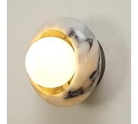 Klobvtt Applique Murale En Albâtre, Luminaire Mural En Marbre Naturel, Appliques Rondes En Pierre, Éclairage Mural Avec Abat-jour En Verre Globe, Appliques G9 for Salon, Chambre À Coucher, Couloir