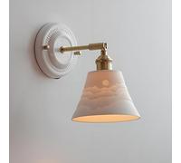 Klobvtt Applique Murale En Céramique Blanche Lampe Murale En Laiton Applique Moderne, Luminaire Mural Réglables À 180 ° For Salon De Chambre À Coucher, Luminaires De Tête De Lit E27(15 * 11cm)