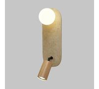 Klobvtt Applique Murale En Travertin, Lampe De Lecture En Bois, Luminaire Mural Avec Abat-jour Globe En Verre, Appliques En Albâtre, Appliques En Pierre Naturelle For Salon, Chambre À Coucher