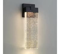 Klobvtt Applique murale extérieure en cristal à bulles, lanterne murale à LED, lampe de porche, fixée au mur, 10 W, 3000 K, lumières extérieures de la maison pour porte d'entrée, garage, entrée, jardi