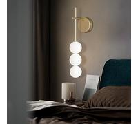 Klobvtt Applique Murale Globe Nordique éclairage Applique Murale Globe lumières murales Finition dorée Appliques murales avec Abat-Jour Boule de Verre Blanc pour Salon Chambre Couloir décor