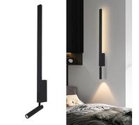 Klobvtt Applique Murale linéaire Noire à LED, Lampe de Chevet avec Spot réglable, Appliques câblées indépendantes à Double Interrupteur, pour Chambre à Coucher et Salon