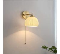 Klobvtt Applique murale moderne en laiton applique murale en verre blanc avec interrupteur à tirette, luminaires muraux nordiques appliques murales de chevet de chambre à coucher lanterne murale intér