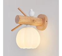Klobvtt Applique murale nordique en bois, applique murale en forme d'oiseau blanc, abat-jour en verre, appliques câblées modernes, luminaire mural E27, lampes murales pour salon, chambre à coucher, ch