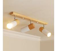 Klobvtt Éclairage Sur Rail Fixe En Bois, Spot De Plafond Réglable, Barre De Plafond À 3 Voies, Spots Muraux Pivotants En Bois, Spots D'accentuation De Plafond Rotatifs For Cuisine, Couloir(White)