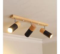 Klobvtt Éclairage Sur Rail Fixe En Bois, Spot De Plafond Réglable, Barre De Plafond À 3 Voies, Spots Muraux Pivotants En Bois, Spots D'accentuation De Plafond Rotatifs For Cuisine, Couloir(Black)