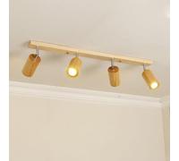Klobvtt Kit d'éclairage sur rail en bois à 4 lumières, luminaire de plafond réglable, rail fixe avec spots rotatifs, spots sur rail de plafond for cuisine, couloir, éclairage de galerie