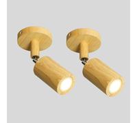 Klobvtt Lot de 2 spots en bois, éclairage d'accentuation de plafond LED avec spot réglable, spots directionnels en bois, spots muraux orientables 6W for cuisine, chambre, galerie(Wood-6000K)