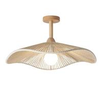 Klobvtt Plafonnier En Bois Massif, Plafonnier En Rotin Boho, Corde De Chanvre Proche Du Plafond, Plafonniers En Feuille De Lotus For Couloir, Chambre À Coucher, Cuisine, Entrée, Ferme