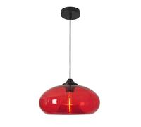Klobvtt Suspension dôme en Verre Plafonnier Simple luminaire Suspendu Moderne Ø28cm E27 Loft Chambre Restaurant Lampes suspendues Support en métal Noir Lampes suspendues