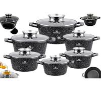 KlönBerg Batterie de casseroles 12 pièces | avec revêtement marbré | casserole | avec couvercle | anti-adhésif | induction | idéal comme cadeau | pour tous feux | série Diamant KB3844