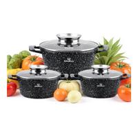 KlönBerg Batterie de casseroles 6 pièces | avec revêtement marbré | casserole | avec couvercle | anti-adhésif | induction | idéal comme cadeau | pour tous feux | série diamant | KB3823