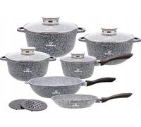 Klönberg Batterie de cuisine 17 pièces, anti-adhésive, idéale pour tous les types de feux, avec couvercle, chauffe rapide, casseroles à induction, avec poêle KB3927GRU