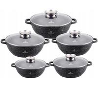 KlönBerg Set de 10 ustensiles de cuisine antiadhésifs 1,7/2/2,6/3,3/3,9L, induction, avec couvercle, idéal pour offrir NOIR KB4054