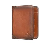 KLOMORE Portefeuille en cuir pour homme, avec blocage RFID, portefeuille vintage à deux volets, grand sac à main avec porte-cartes de crédit, cadeaux pour homme, Jaune feu