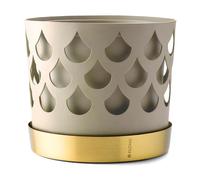KLONG Pot beige avec soucoupe en laiton Trio Drop Medium Ø18 cm