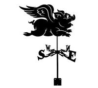 KLONWG Girouette décorative en Forme de Cochon, à Fixer au Piquet de Jardin, en Fer Robuste, Motif champêtre, avec Outil de Mesure et indicateur de Direction du Vent.