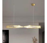 KLONWG Lustres linéaires en Cristal Modernes pour Salle à Manger Éclairage Suspendu à LED à intensité Variable doré Lampe Suspendue de Plafond linéaire Longue de Luxe pour îlot de Cuisine