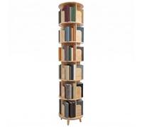 KLOOLIVE Bibliothèque rotative à 360° à 6 niveaux en bois de pin