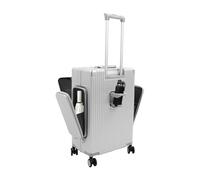 KLOOLIVE Valise rigide de 61 cm avec ouverture avant et compartiment pour ordinateur portable, cadre en aluminium PC, avec porte-gobelet, USB/type C, serrure à combinaison TSA, 4 roulettes avec frein