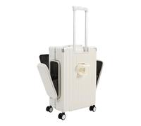 KLOOLIVE Valise rigide de 61 cm avec ouverture avant et poche latérale, cadre en PC + aluminium, compartiment pour ordinateur portable 17", USB/Type-C, 4 roulettes avec frein, serrure à combinaison