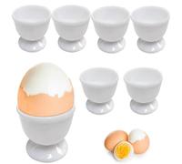 KLOP256 Lot de 6 coquetiers ronds en plastique blancs avec pied pour la table du petit-déjeuner, pour l'œuf doux ou dur du petit-déjeuner au brunch et au buffet