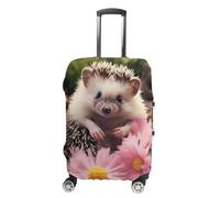 KLOPH Housse de protection pour valise de voyage, motif hérisson mignon en fleurs, élastique, lavable, anti-rayures, en élasthanne, convient aux bagages de 45,7 à 81,3 cm, Style-4, XL