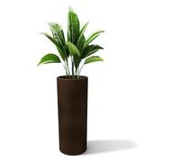 Kloris BAROCCO Pot de Fleurs cylindrique 70 Marron Bronze polyéthylène diamètre 35 cm Hauteur 70 cm Profondeur Compartiment 26 cm. Fabriqué en Italie