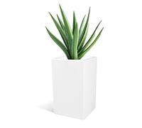 Kloris Jardinière rectangulaire Haute Moderne, modèle OASI 30 x 30 cm, 50 cm, Blanc polyéthylène, fabriqué en Italie