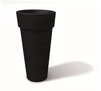 Kloris Porte-Pot Moderne Rond Haut avec Bande MESSAPIQUE Noir Graphite Diamètre 36 cm Hauteur 70 cm Profondeur 27 cm