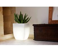 Kloris Porte-Pot Pot Pot modèle SALENTINO 30 Lisse polyéthylène col.Neutre avec Douille E27 et câble électrique Dimensions extérieures 29 x 29 cm Hauteur 43,5 cm Profondeur Compartiment 19 cm
