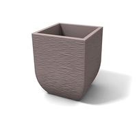 Kloris Vase pour plantes carrées pour intérieur et extérieur, modèle SaLENTINO 45 polyéthylène rayé gris tourterelle, dimensions extérieures 43,5 x 43,5 cm, hauteur 57,5 cm, haute qualité, fabriqué en