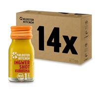 Kloster Kitchen Bio Gingembre Shot Curcuma 1SHOT 14x 30 ml avec morceaux de gingembre I Shot de gingembre au curcuma végétalien en bouteille I sans additifs et avec douceur naturelle