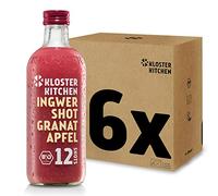 Kloster Kitchen Bio Gingembre Shot Grenade 12SHOTS 6x 360 ml avec des morceaux de gingembre | Shot de gingembre végétalien en bouteille en verre | Sans additifs & avec douceur naturelle