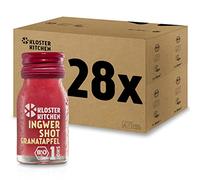 Kloster Kitchen Bio Gingembre Shot Grenade 1SHOT 28 x 30 ml avec des morceaux de gingembre | Shot de gingembre végétalien en bouteille en verre | Sans additifs & avec douceur naturelle