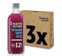 Kloster Kitchen Bio Vitamin Shot Beere Acai 12SHOTS 3x 360 ml avec morceaux de gingembre | Shot de gingembre vegan sans additifs & avec une douceur naturelle (y compris une consigne de 0,75€)