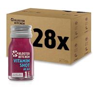 Kloster Kitchen Bio Vitamin Shot Beere Acai 1SHOT 28x 30 ml avec de vrais morceaux de gingembre | Shot de gingembre vegan en bouteille en verre | Sans additifs et avec une douceur naturelle