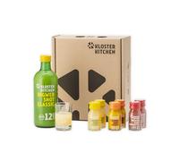 Kloster Kitchen Kit de dégustation de gingembre taille S I 1 x 360 ml + 6 x 30 ml avec de véritables morceaux de gingembre I Coffret cadeau bio shot végétalien I sucré épicé et avec douceur naturelle