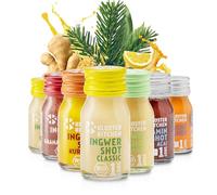 Kloster Kitchen Mélange de gingembre bio | Cadeaux pour adultes | 14 bouteilles de 30 ml avec morceaux de gingembre | Bouteille en verre végétalien 7 x 3,3 cm