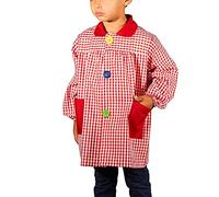 KLOTTZ Tablier-blouse à carreaux pour crèche ou école, pour bébés, enfants, rouge, 8